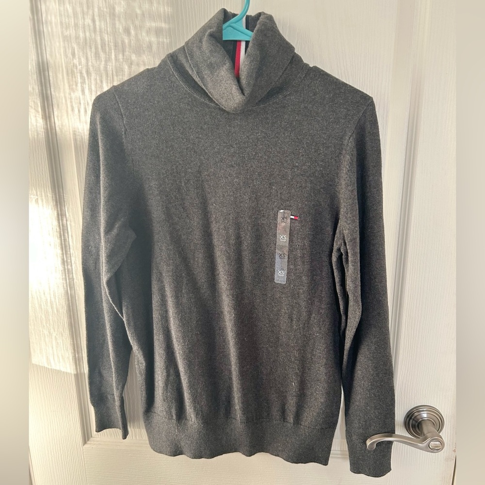 Tommy Hilfiger Dark Gray Cashmere Turtleneck Sweater